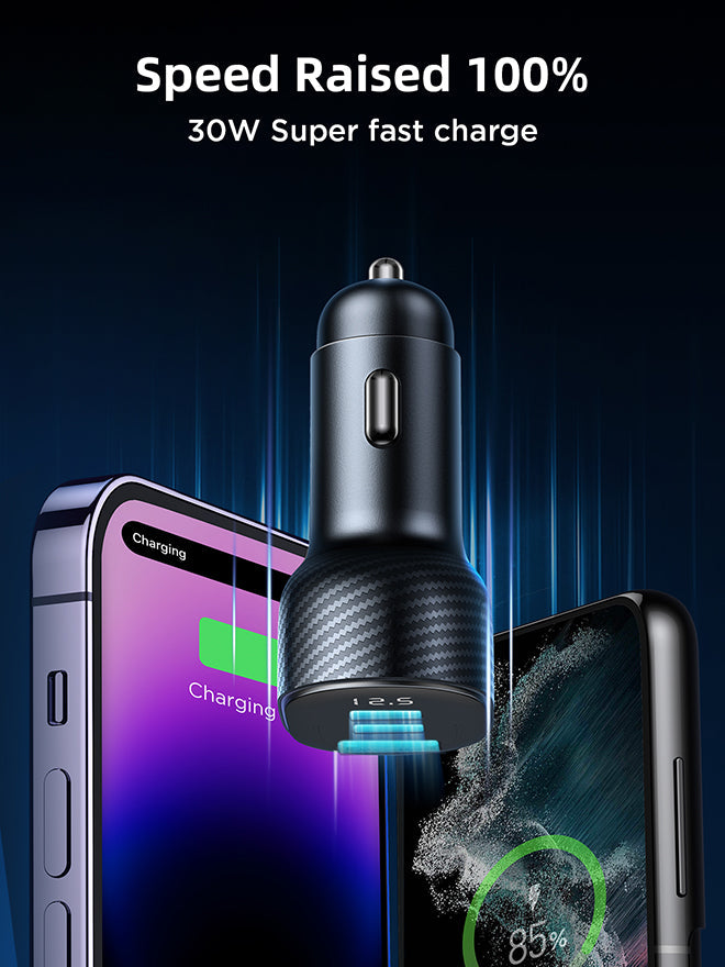 JR-CCD04 30W 2C1A Digital Display Car Charger