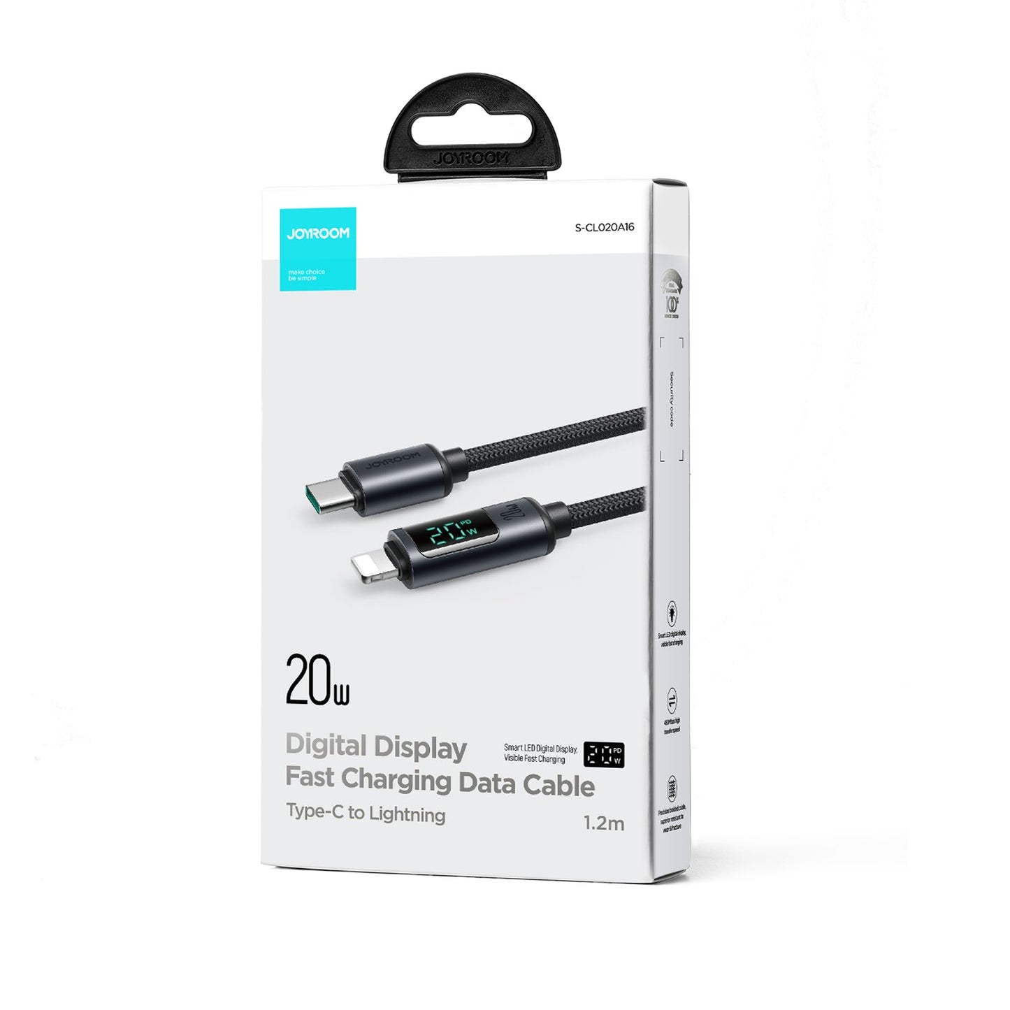 S-CL020A16 Prism Series 20W Type-C to Lightning Digital Display Fast Charging Data Cable 1.2m