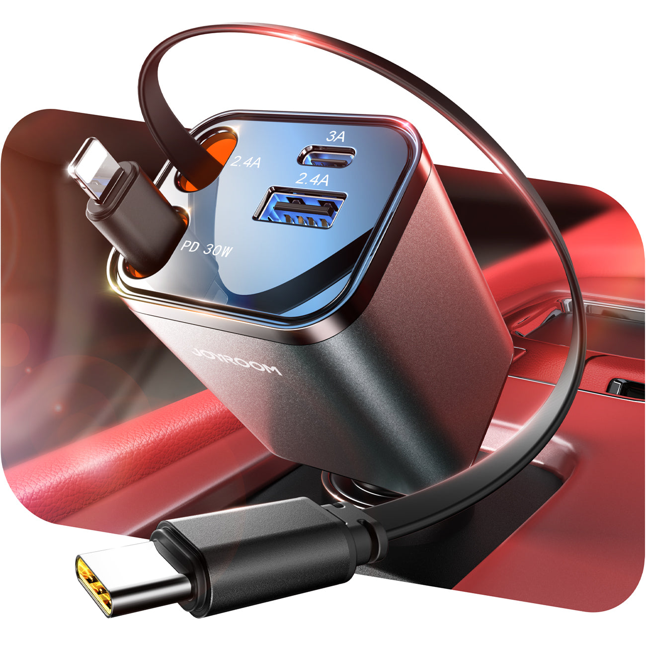 JOYROOM CCL05 Retractable Car Charger 4 in 1 [2025 Ultra-Compact]