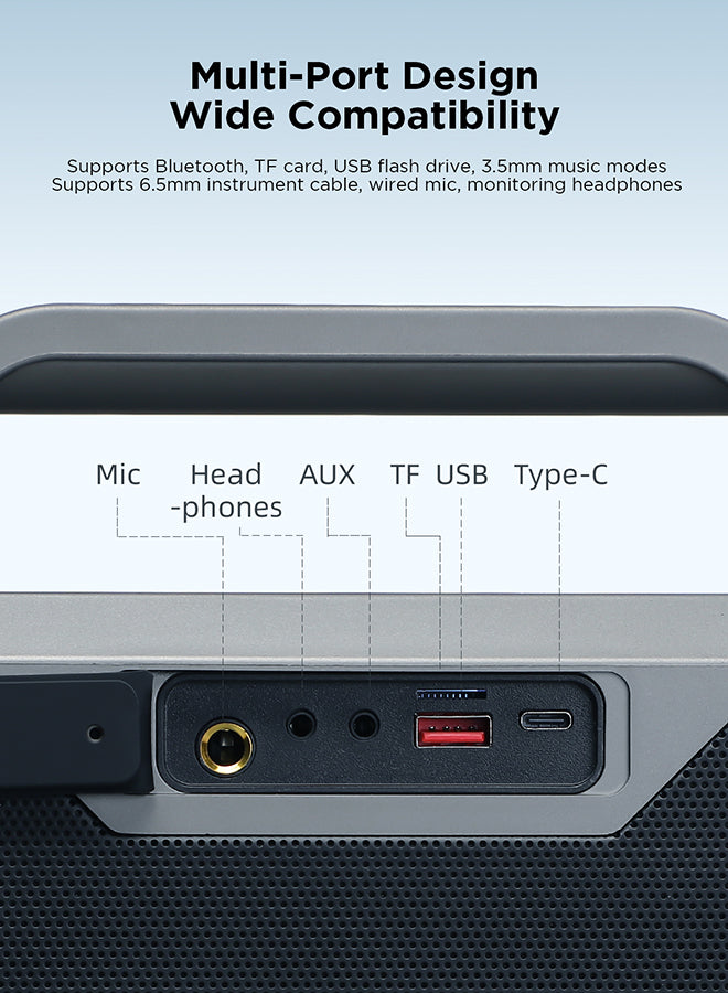 Pies Series JR-MW03 Dual Mic Wireless Speaker-Black