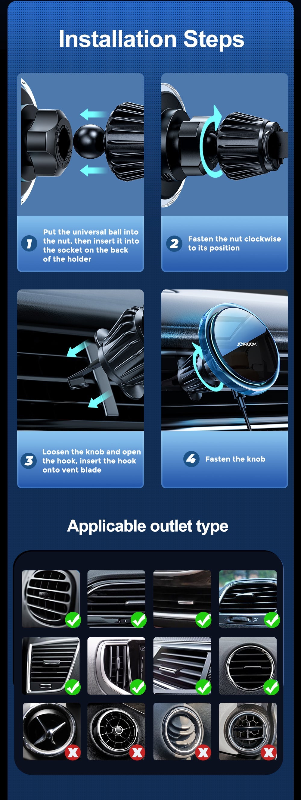 JOYROOM JR-ZS291 Magnetic Wireless Car Charger Holder (Air Vent)