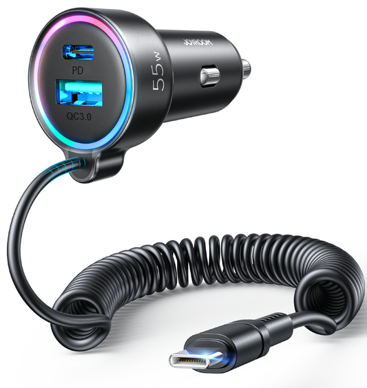 JOYROOM JR-CL07 60W 3-in-1 Wired Car Charger (Type-C)