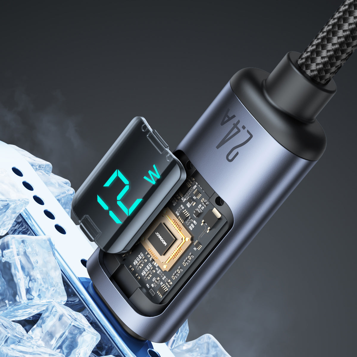 S-AL012A16 Prism Series 2.4A USB-A to Lightning Digital Display Fast Charging Data Cable 1.2m