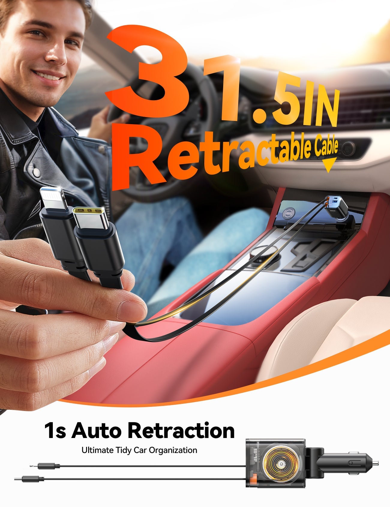 JOYROOM CCL05 Retractable Car Charger 4 in 1 [2025 Ultra-Compact]