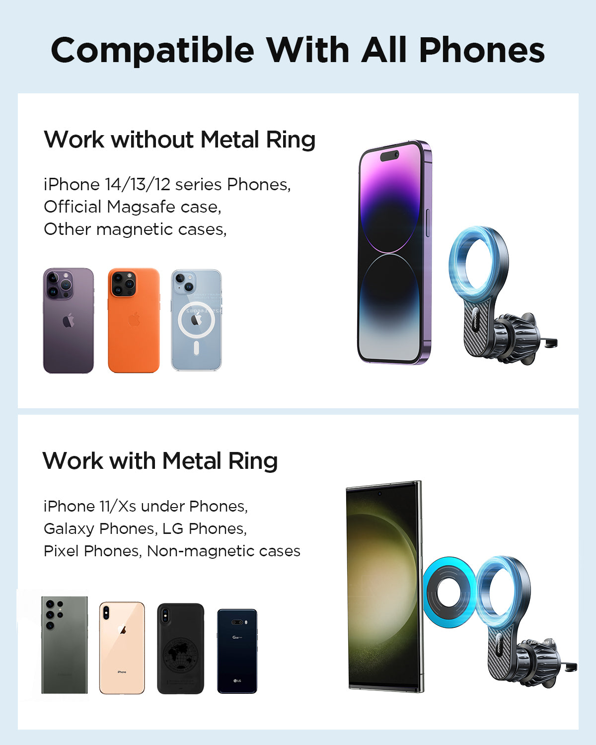 JR-ZS355 Magnetic Car Phone Mount (Air Vent)