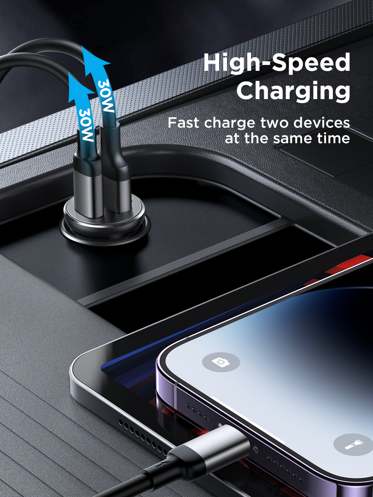 JR-CCN06 30W 2C mini Metal Car Charger