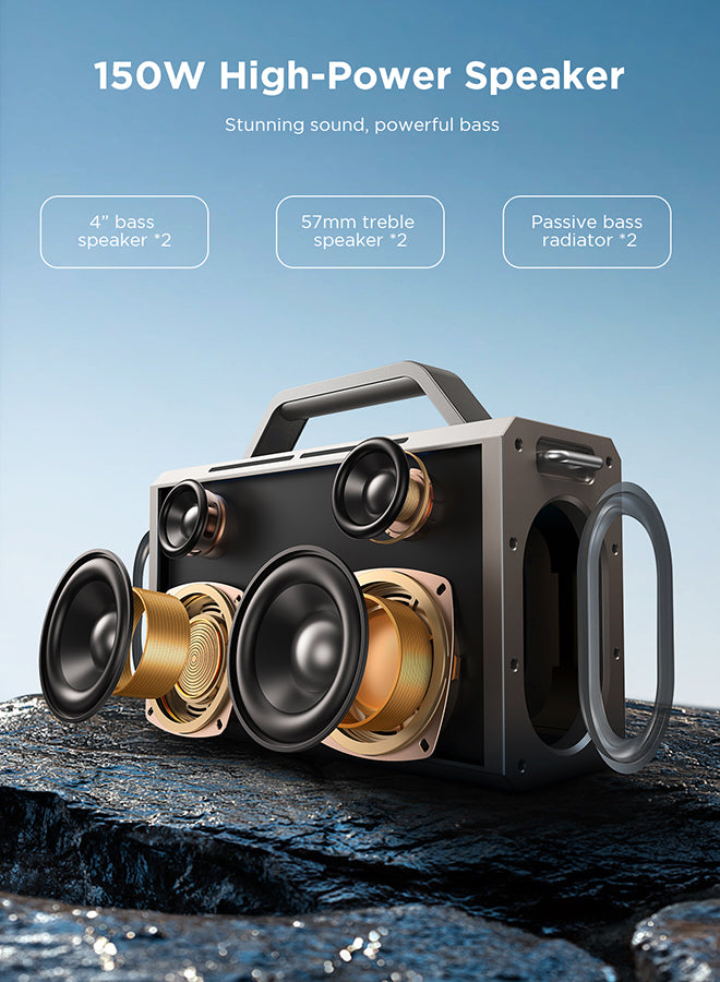 Pies Series JR-MW03 Dual Mic Wireless Speaker-Black