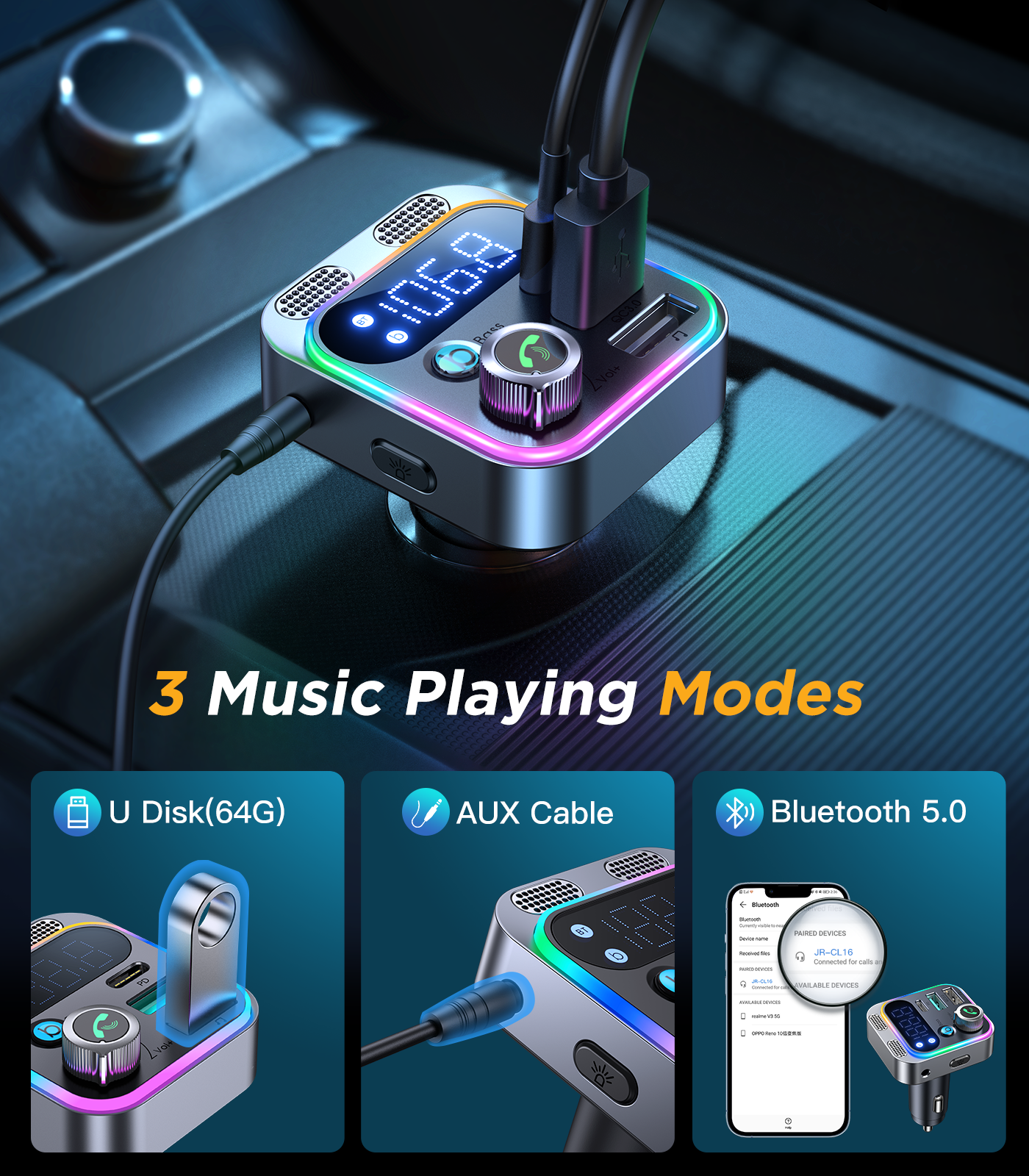 JOYROOM JR-CL16 48W Car Wireless FM Transmitter