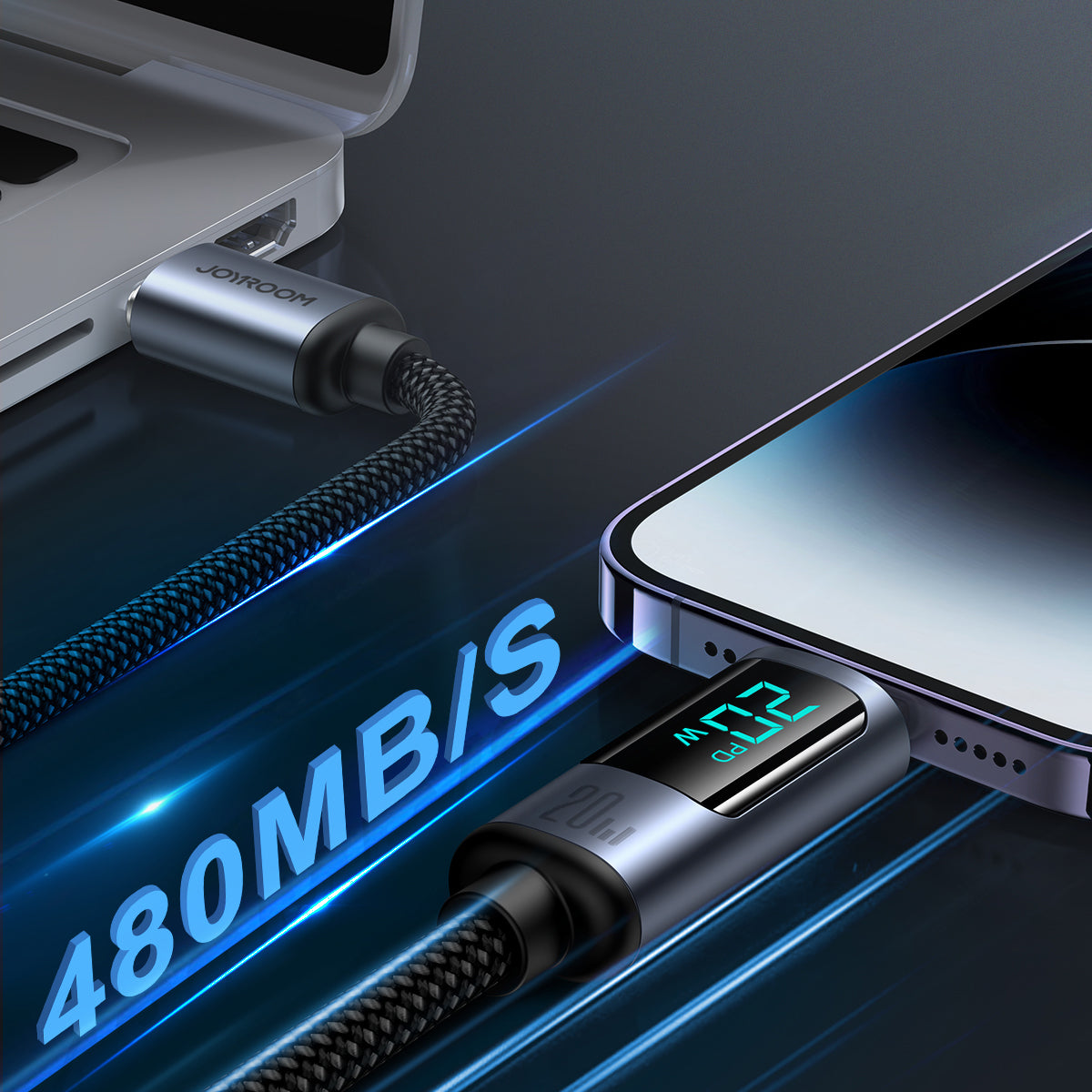 S-CL020A16 Prism Series 20W Type-C to Lightning Digital Display Fast Charging Data Cable 1.2m