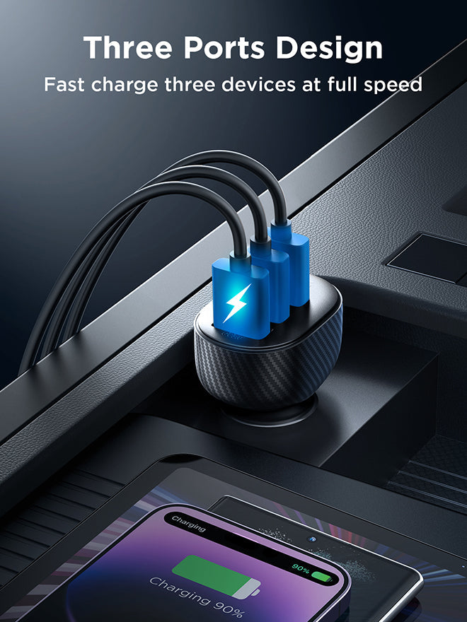 JR-CCD03 3.4A 3USB Digital Display Car Charger