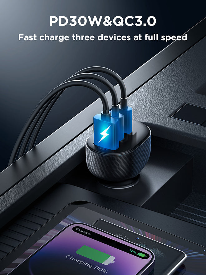 JR-CCD04 30W 2C1A Digital Display Car Charger