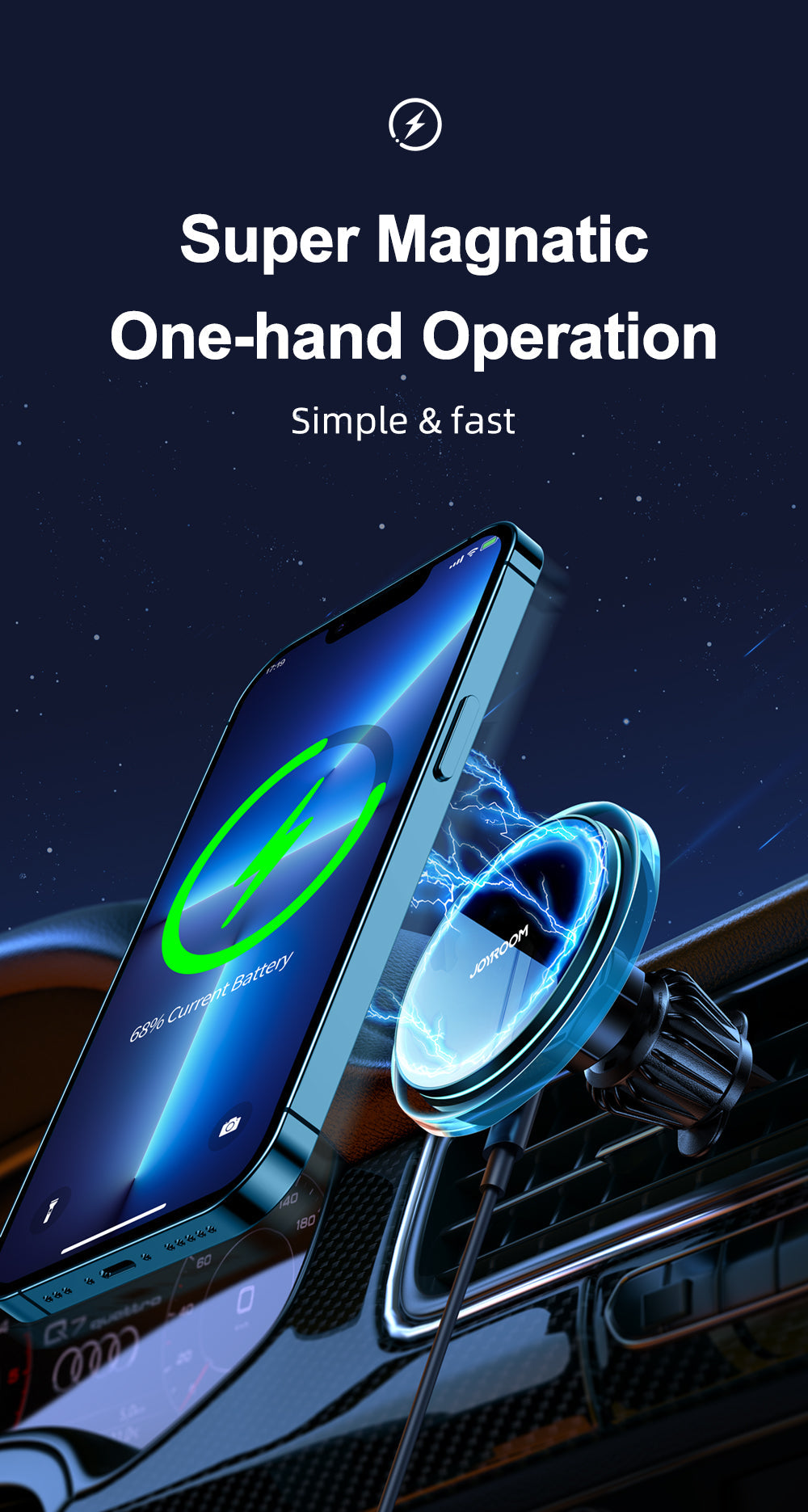 JOYROOM JR-ZS291 Magnetic Wireless Car Charger Holder (Air Vent)