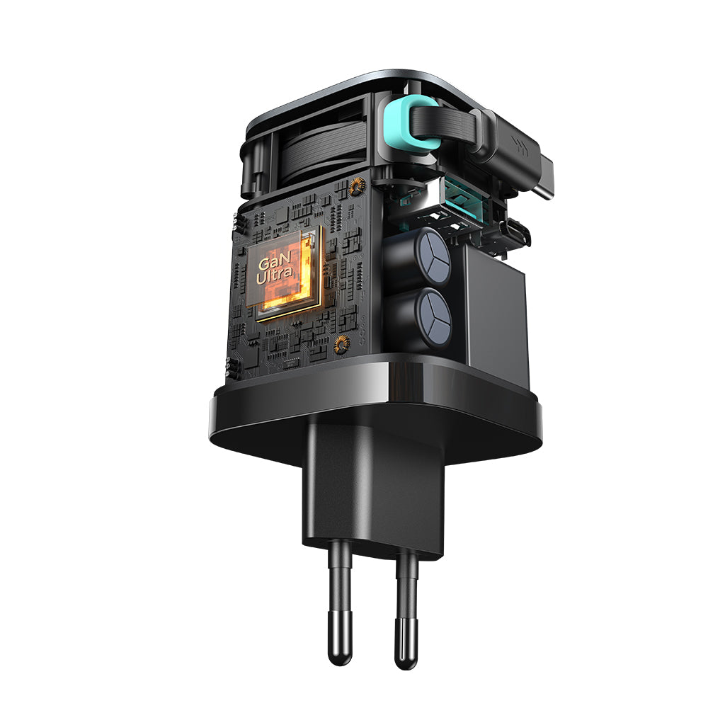 JOYROOM JR-TCL02 GaN 65W Charger with Retractable Cable-B2B